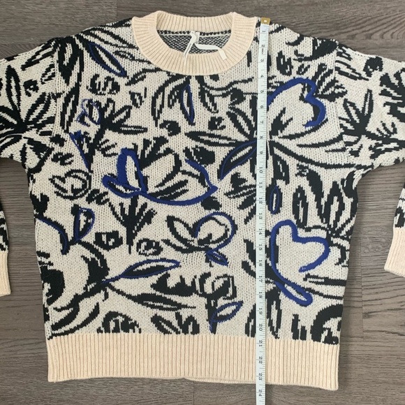 By Anthropologie Floral Pop Embroidered Wool Blend Sweater Size S - Blue - NWOT‎ - Picture 10 of 16